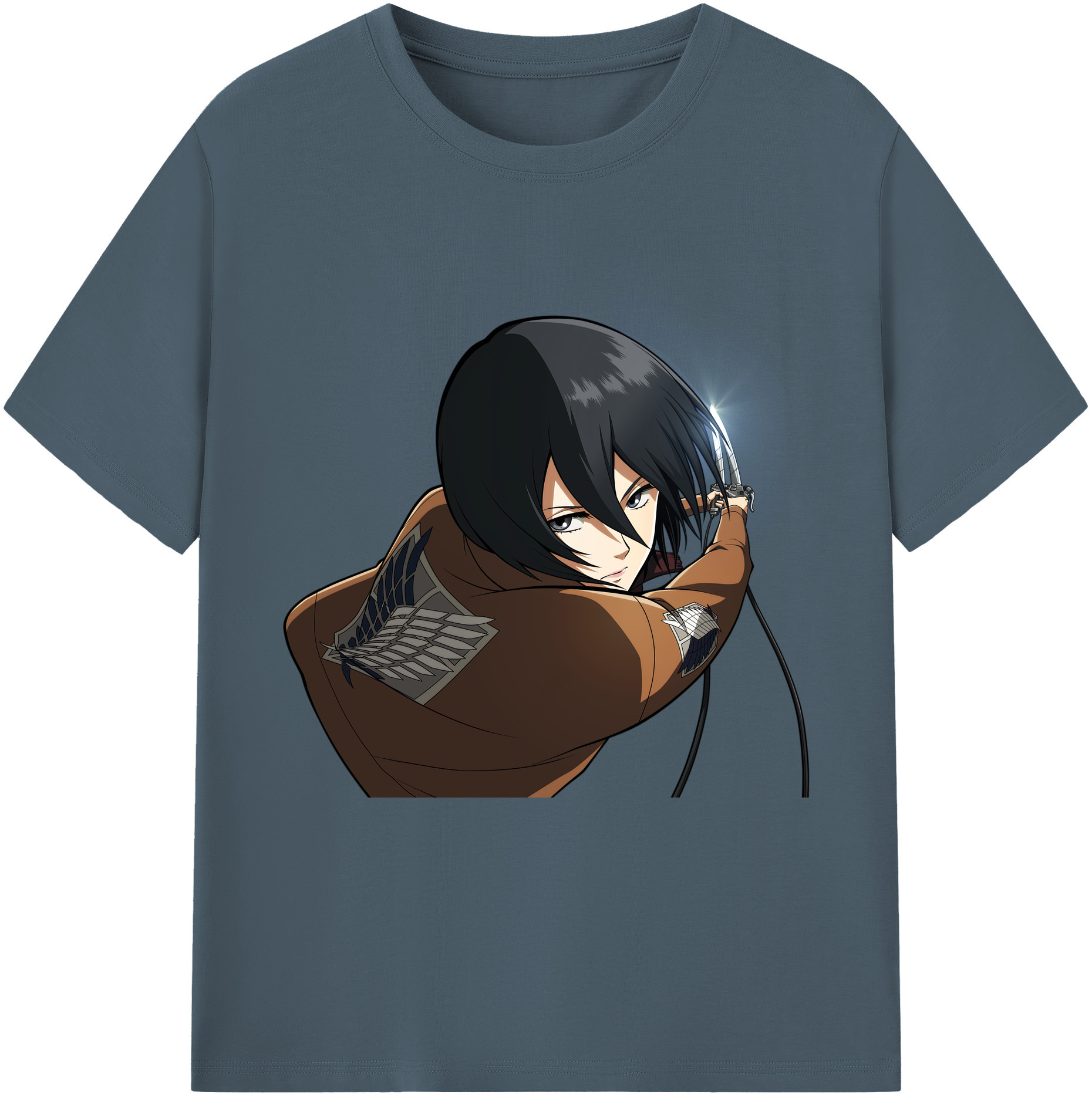 （画像用） 進撃の巨人 ミカサ·アッカーマン Attack on Titan Mikasa Ackerman 綿100％半袖Tシャツ（フロントプリント）